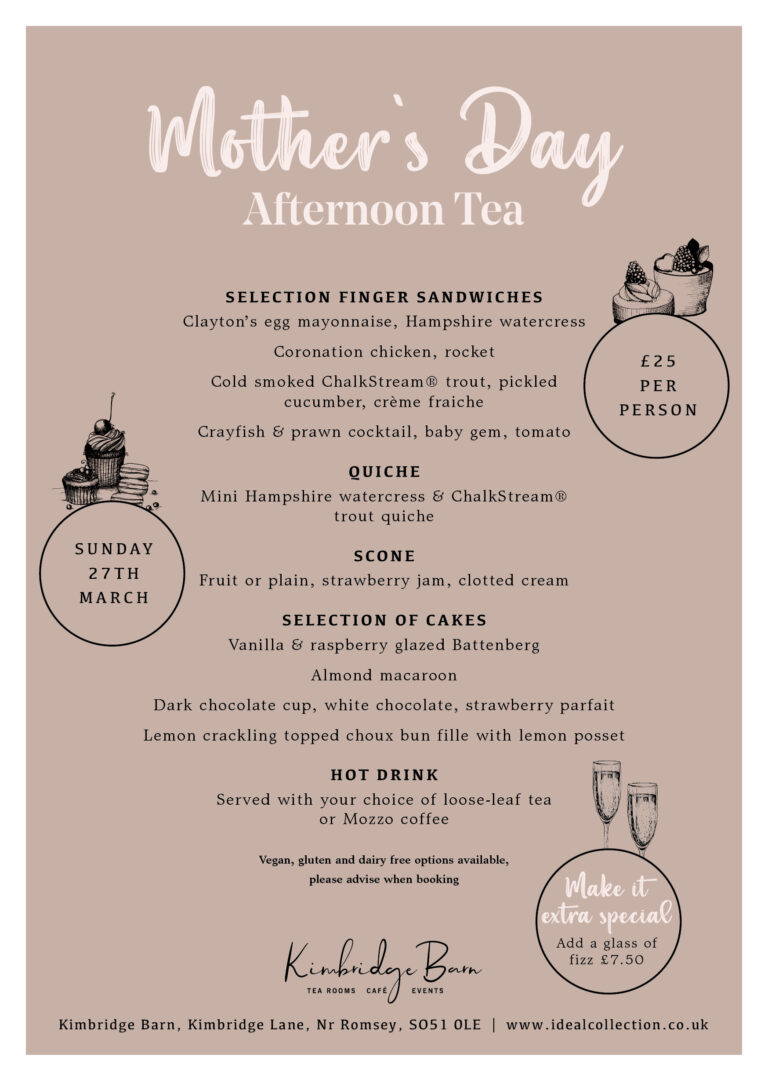 Mother's Day Afternoon Tea at Kimbridge Barn: Ideal Collection